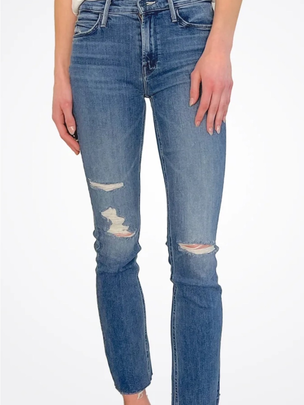 mother mid rise dazzler ankle fray weekend Jean warrior size 27